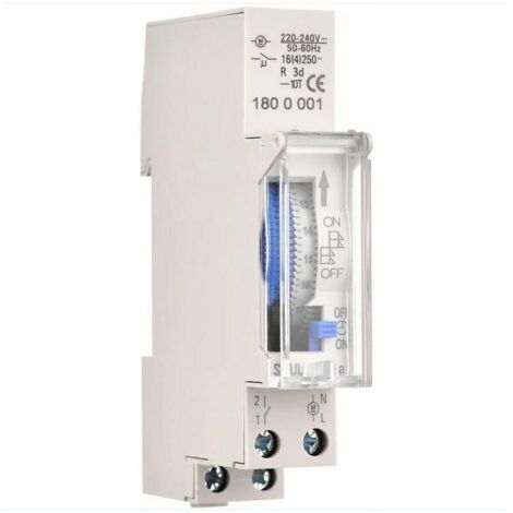 SABIR Minuterie mécanique de 24 heures Minuterie minimale de 15 minutes Montage sur rail Batterie intégrée, SUL180a AC220-240V Gris - SUL180a AC220-240V Gris (1/4)