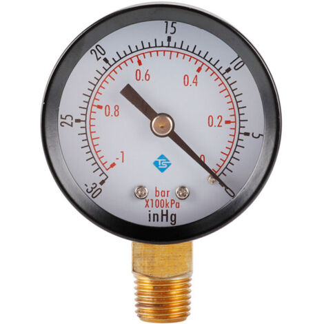 SABIR Vakuummeter 1/8 BSPT-Unterdruckmanometer Vakuummeter Synchrontester, 50 mm Messuhr 1-0Bar -30-0inHg Dual-Scale-Manometer Vakuum Messuhr (1/5)