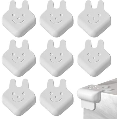SABIR Protection Protection Coin de Table, Protection Angle Meuble, 8PCS Housse de Protection Auto-Adhésive en Silicone Dessin Animé Enfant Lapin pour Coins de Table, Coins de Meubles (Blanc) (1/5)