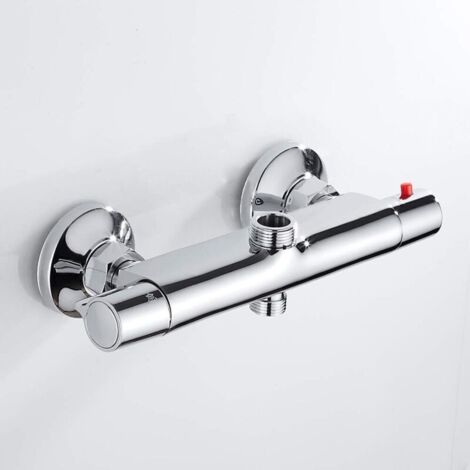 SABIR Mitigeur thermostatique pour douche 2 sorties, Robinet de douche thermostatique,mitigeur thermostatique douche en chrome avec Bouton de Sécurité pour Salle de Bain (1/5)