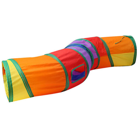 SABIR Tunnel interactif d'intérieur pour chat - Jouet pour animaux de compagnie - Tunnel de jeu pour chats, chatons, lapins, chiots - Pliable (style arc-en-ciel) (1/5)