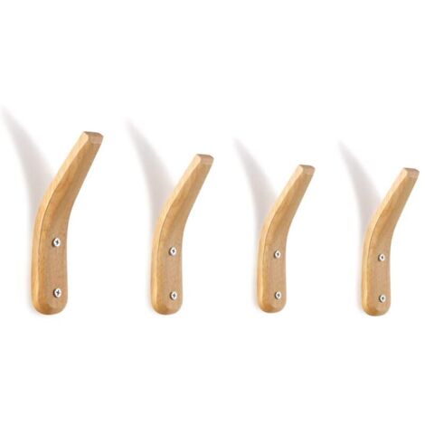 SABIR 4 Pièces Patères en Bois Mural Support Mural en Bois Naturel Porte-Manteau de Rangement Mural Simple en Forme de V Moderne pour Manteaux Suspendus Chapeaux Sacs Serviettes (1/5)