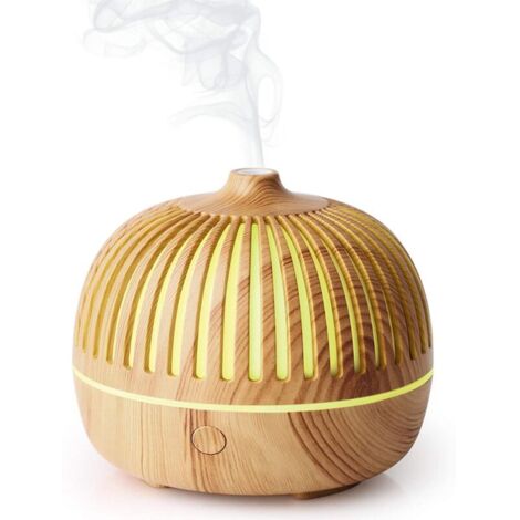 SABIR 180ML Diffuseur Huiles Essentielles Electrique USB, Mini Humidificateur pour Maison, Bureau, Chambre, Arrêt Automatique / 7 Lumières de Couleur/Silencieux -Grain de Bois Clair (1/5)