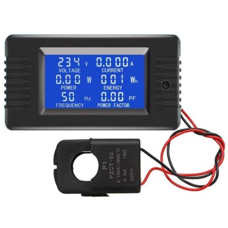SABIR PZEM-022 Ouverture CT 100A AC compteur de controle de puissance Affichage numerique Voltmetre Amperemetre Frequence actuelle compteur Facteur de tension avec de Split CT, (1/5)