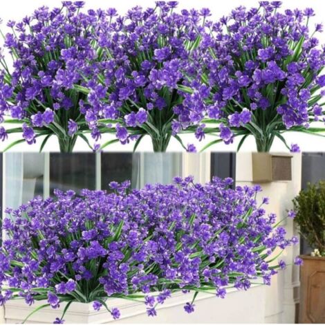 SABIR 8 Bundles Fleurs Artificielles Artificielles Arbustes Extérieurs Plantes Résistantes Aux UV Faux Plastique Verdure Pour Plantes Suspendues D'intérieur Jardin Porche Fenêtre Boîte Maison Mariage (1/4)