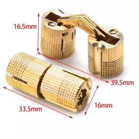 SABIR Charnières de meubles cylindriques en laiton et cuivre de 16 mm, invisibles et dissimulées, pour porte, pour coffrets cadeaux (1/5)