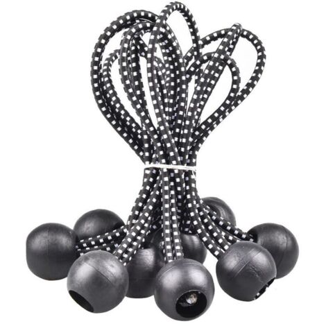 SABIR Extenseur sphérique de 10 pièces, extenseur élastique noir, extenseur élastique de pavillon, bâche, camping, tente, extension de rideau couleur mixte (1/4)