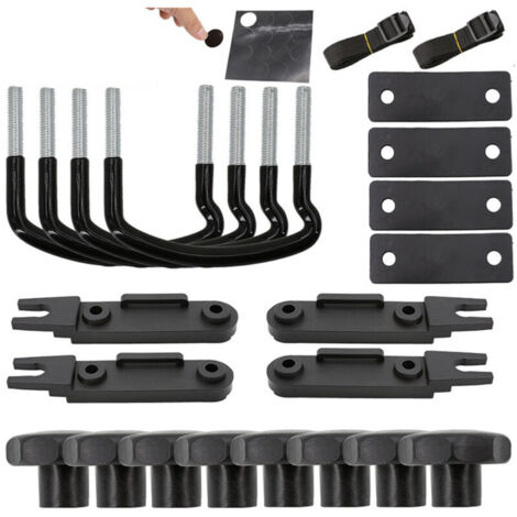 SABIR Lot de 4 fixations en U pour coffre de toit de voiture - Kit de montage - Vis en U - Avec 8 écrous de blocage Heavy Duty - Support de coffre de toit - Kit d'accessoires d'installation,