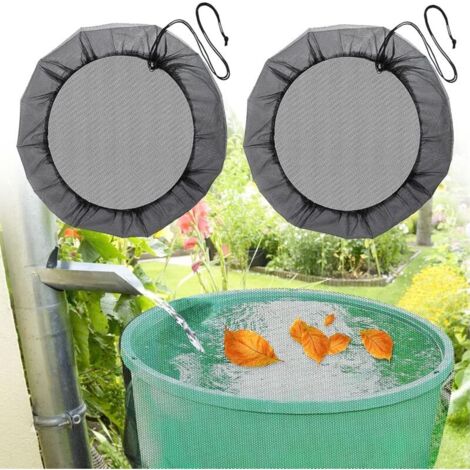 SABIR Filet pour Citerne de Pluie, 2 Pcs Ø 95 cm Housse pour tonneau de Pluie avec Cordon de Serrage,Filet de Protection Réglable,Protection Contre Les Feuilles, Les moustiques (1/5)