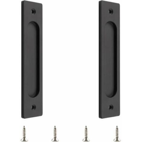 SABIR Ensemble de 2 portes coulissantes rectangulaires en verre portes d'armoires de cuisine portes coulissantes en acier inoxydable noir mat portes de grange coulissantes (1/5)