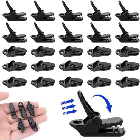 SABIR 25Pcs Tente Clips,Clips de Fixation,Clip,Camping Bâche Noir Pince pour Auvent Coupe-Vent Snaps en Plastique Pinces Plastique Pince Plastique Petite Pince Bâche Clip Auvent pour Activités de Plei (1/5)