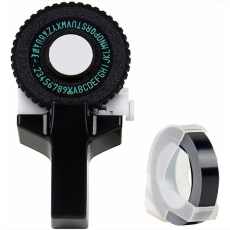 SABIR Imprimante d'étiquettes 3D Click Small Model Label Maker Manual DIY Lettering Machine Embosser Machine à écrire avec pour DYMO Printer Cutting Tape Black Tape (1/5)