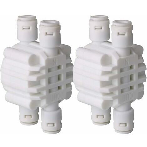 2 Pcs 1/4 inch 4 Voies Auto Shut Off Valve, Pousser Les raccords pour Le Système De Filtre À Eau Osmose Inverse Ro (1/5)