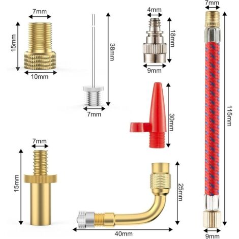 Flintronic Lot de 3 adaptateurs en laiton pour valve de vélo avec bague d'étanchéité Flintronic Lot de 3 adaptateurs en laiton pour valve de vélo avec bague d'étanchéité