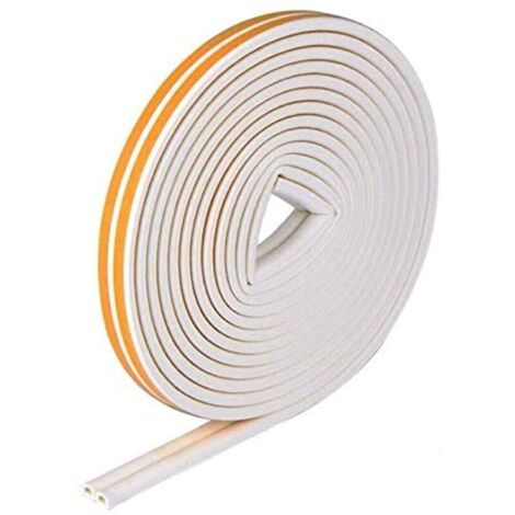SABIR Bande de Joint D-Profil, Auto-adhésive anticollision d'étanchéité en Caoutchouc imperméable pour la Fenêtre/Le Fond Boudin de Porte/Rouleau Insonorisation, Jaune/Blanc,1 paquet，