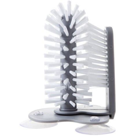 SABIR Brosse à Verre,Double Face Goupillon Bouteille avec Base D'aspiration Puissante pour Outils de Maison D'évier de Cuisine de Bar (1/5)