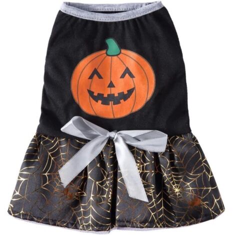 SABIR Halloween Chien Robes Jupe Citrouille araignée vêtements pour Animaux de Compagnie Costume pour Chiot Chats Cosplay(S) (1/5)