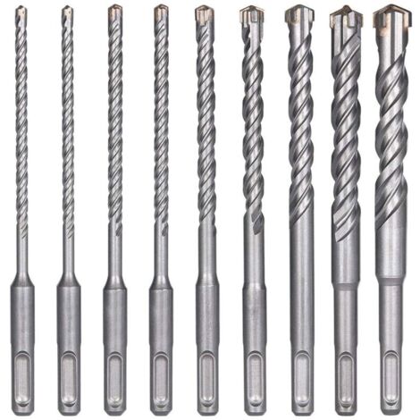 SABIR Forets à Béton,9PCS (5 mm 16x160 mm) Foret Carrelage, Foret à Percussion Électrique SDS-Plus pour Perforateur, Forets Transversaux pour Béton, Brique, Pierre, Naturelle, Métal (1/5)