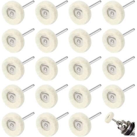 SABIR Roue de Polissage pour Perceuse 20 Pcs Roue de Polissage en Laine 25mm Disque de Polissage Tampon à Polir pour Nettoyage en Forme de T Outil de Polissage pour Meulage Polissage de Métal Bois (1/5)