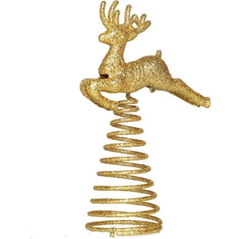 SABIR Cimier de Sapin Noel Lumineux Noël Arbre Topper (Or) Cimier de Sapin de Noël Les étoiles réutilisables en Forme d'arbre Arbre Noël Sapin Topper Or pour la Décoration d'arbre de Noël (Wapiti de N (1/5)