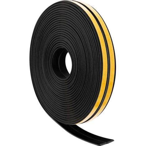 SABIR Bandes Météo 10 M Bandes d'Étanchéité en Mousse Ruban EPDM Anti-Bruit de Fenêtre Porte Coupe-Froid Auto-Adhésifs pour Anti-Bruit du Vent (Noir)