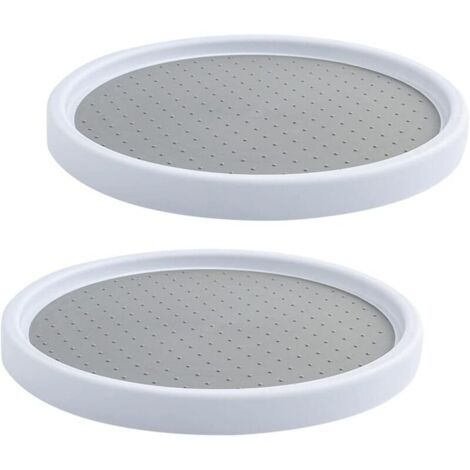 SABIR Plateau Tournant en Plastique pour Epices, 2 Pièces Plateau Tournant Epices Rangement Rond, Etagere a Epices Plateau Pivotant, Plateau Tournant Placard Cuisine pour Réfrigérateur, Armoire (1/5)