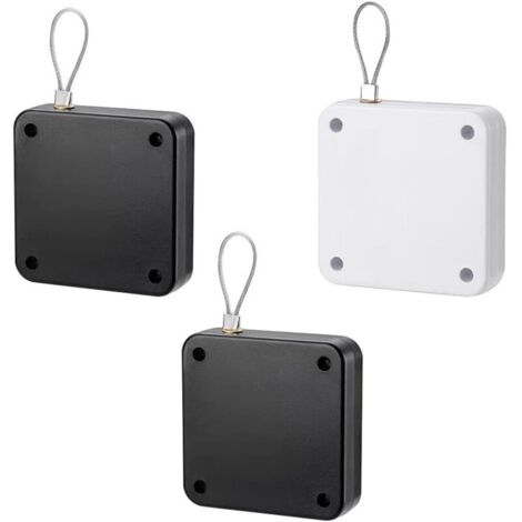 SABIR Ferme-porte automatique à induction sans estampage, pack de 3 multifonctions résidentiels avec cordon de serrage en acier (noir et blanc) (1/4)