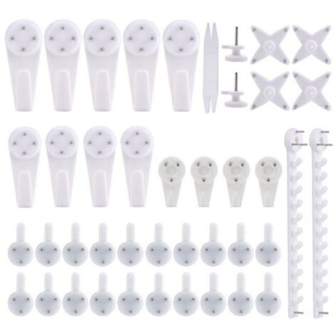 SABIR 42pcs Accroche Tableau Sans Percer Blanc Fixation Murale Sans Percer Crochet en Plastique pour Accroche Cadre Crochet Tableau Cadre Photo Chapeau (1/5)