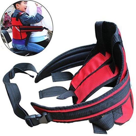 SABIR – Harnais de sécurité pour enfant – Longueur ajustable 95 à 190 cm – Ceinture en polyester avec bandes réfléchissantes – Couleur rouge (1/5)