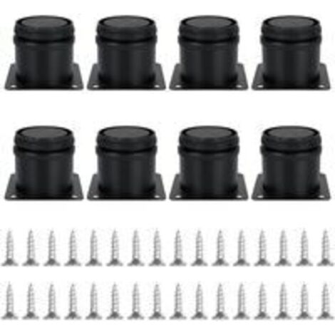 SABIR Lot de 8 Pieds Réglables Meubles Noir, Ø 50 mm/Hauteur 50 mm Pieds de Canapé en Métal Acier Inoxydable, Pied de Table Basse pour Meubles TV Armoires Lits Postes de Travail, avec 32 Vis (1/5)