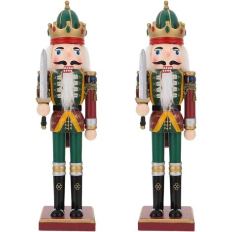 SABIR 2 pièces Artisanat Figurines debout Cadeaux Tambour Table Maison Fête Pain d'épice Thème À l'intérieur Boulanger Bois Décorations de Noël Poupée : Figurine Décoration Marionnette Enfants (1/5)