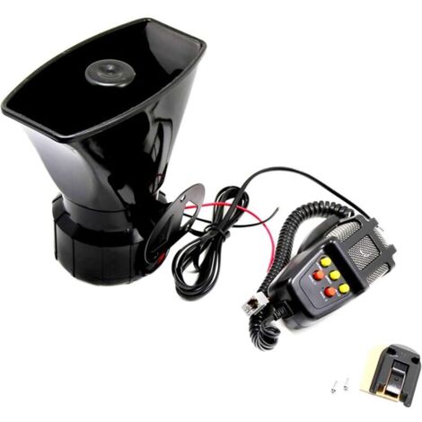 SABIR Sirène d'avertissement électronique pour voiture et moto avec micro 100 W 12 V 7 sons, (1/5)