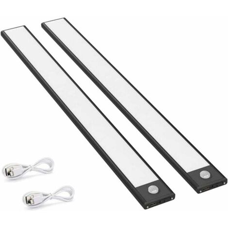 SABIR Lot de 2 lampes d'armoire à détecteur de mouvement à LED, 150LM, lampes de cuisine avec batterie rechargeable, éclairage USB, auto/marche/arrêt (1/5)