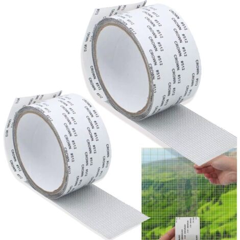 SABIR Réparation de Fenêtre,2rouleaux Ruban adhesif reparation moustiquaire Ruban adhésif en fibre de verre Réparation de fenêtre kit,pour Fenêtres Insectes (1/5)
