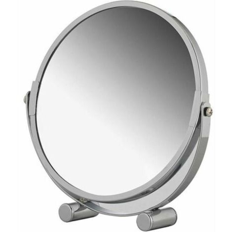 SABIR Miroir grossissant pivotant sur pied, miroir de courtoisie portable en métal chromé avec grossissement jusqu'à 3x, miroir de maquillage rond double face, miroir de salle de bain pivotant (1/5)