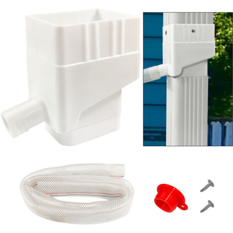 SABIR Système de Collecte des Eaux Pluviales, Connecteur Dériveur de Collecte d'eau de Pluie avec Tuyau d'eau de 4 Pieds, Kit de Dérivation de la Partie Descendante Résistant aux UV (Blanc) (1/5)