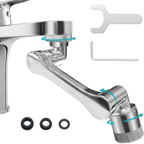 SABIR Rallonge Robinet Magique Pivotant 1440° - Mousseur Robinet en Laiton avec Douchette pour Cuisine et Salle de Bain - Extension de Robinet Multifonction Rotatif (1/5)