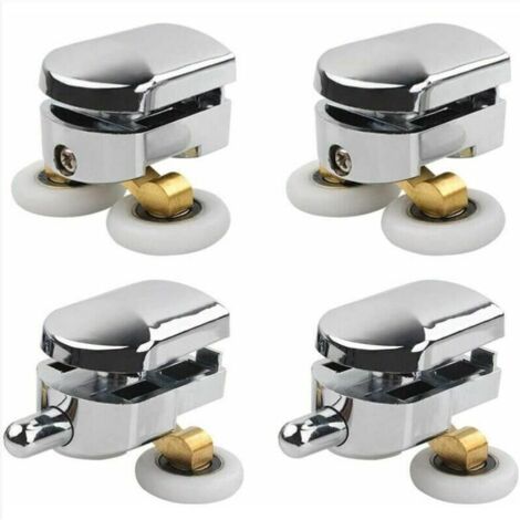 SABIR de porte de douche, 4 roulettes doubles pour porte de douche Roulettes Coulissantes Porte Roue de Remplacement pour Cabine de Douche (1/5)