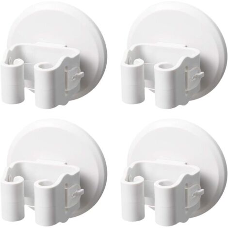 SABIR 4 Pièces Porte-balai, Rack Auto-Adhésif Porte Vadrouille sans Percer, Support mural pour Cuisine, Salle de bain, Garage, Jardin Support de Rangement Organisation, Blanche (1/5)