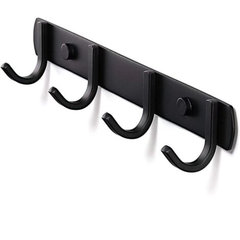 SABIR Porte Manteau Mural, Patères Porte Manteaux Design En Acier Inoxydable, Patères Salle De Bains Solide pour Chambre Bureau Noir (4 Hook) (1/5)