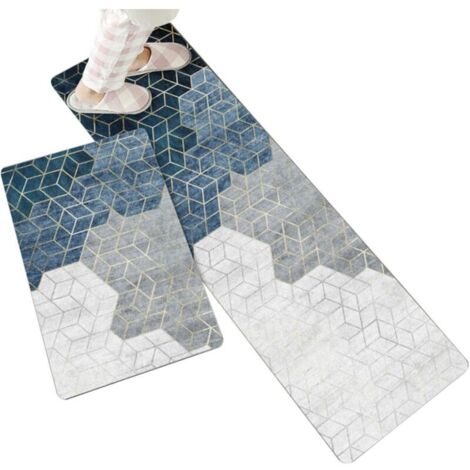 SABIR Tapis de Cuisine Antidérapant, 2 Pièces Tapis pour Devant Evier Absorbant, 40x60cm et 40x120cm, Doux Tapis du Sol pour Salon Chambre Passage, Lavable en Machine 4 (1/5)