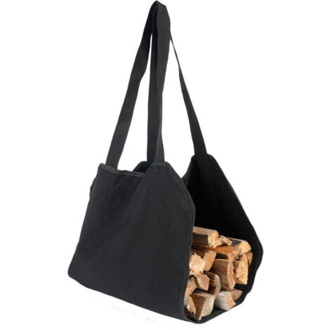 SABIR Grand sac de transport en toile pour bûches,100 x 50 cm, étanche, sac de rangement pour bois de cheminée, intérieur ou extérieur, porte-bûches en bois ciré avec sangles rembourrées (1/5)