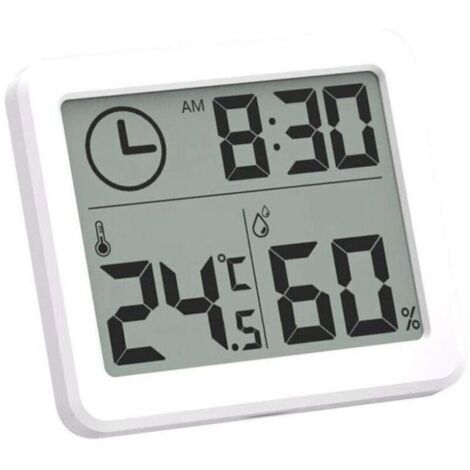 SABIR Thermomètre LCD numérique intérieur C/F hygromètre température hygromètre réveil-10-70C blanc (1/5)