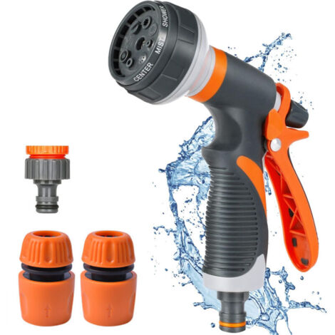 SABIR Pistolet d'arrosage, Pulvérisateur de Jardin, 8 Modes d'Arrosage Pistolet Arrosoir avec 3 Interface pour le Lavage des Voitures, les Jardins, les Plantes, les Animaux domestiques (1/5)