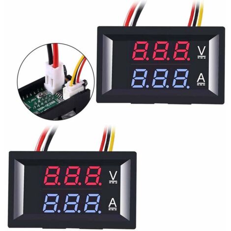 SABIR 2 Pcs Ampèremètre de Voltmètre à LED ,Testeur de Courant de Tension d'affichage de Multimètre Numérique,DC 0-100V 10A Détecteur de Tension Panneau de Mesure de Courant Amp Volt Gauge (1/5)