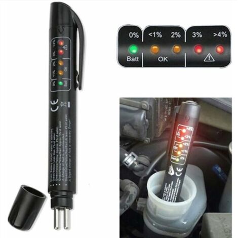 SABIR Frein testeur de Liquide Détecteur,Testeur de Freins de Diagnostic Automatique à 5 LED Testeur de Frein de véhicule Automatique Testeur de Frein Automatique pour DOT3 DOT4(Pôles non incluses) (1/5)