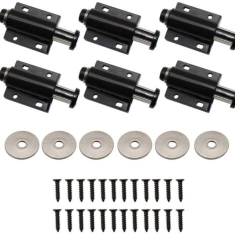 SABIR 6 Pièces Loquets Magnétiques, Fermeture Push, Amortisseur de Porte Magnétique, Aimant Poussoir, Pression Attrape, pour Armoire Tiroir Placard (Noir) (1/4)