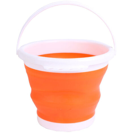 SABIR Seau Pliable en Silicone Seau Pliable Portable Voyage Bassin Télescopique Pêche Eau 3L Orange (1/5)