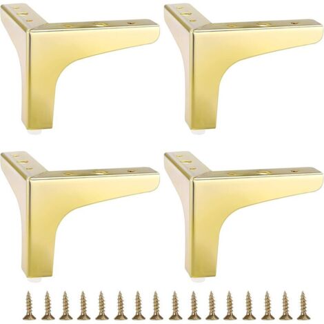 SABIR Lot de 4 Pieds de Meuble Modernes en métal doré 10cm 4 pcs Pieds de Meubles Modernes Canapé Meubles Riser Pieds Pieds de Remplacement (1/5)