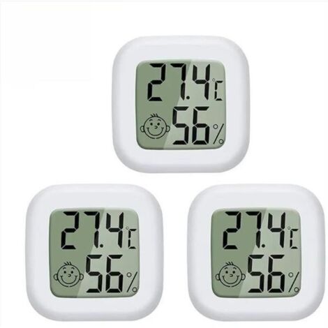 SABIR Mini LCD Thermomètre Hygromètre Interieur Numérique, Température Humidité de Haute Précision Portable -50 ℃ 70 ℃ 10% 99% RH (Blanc) 3 pièces (1/5)